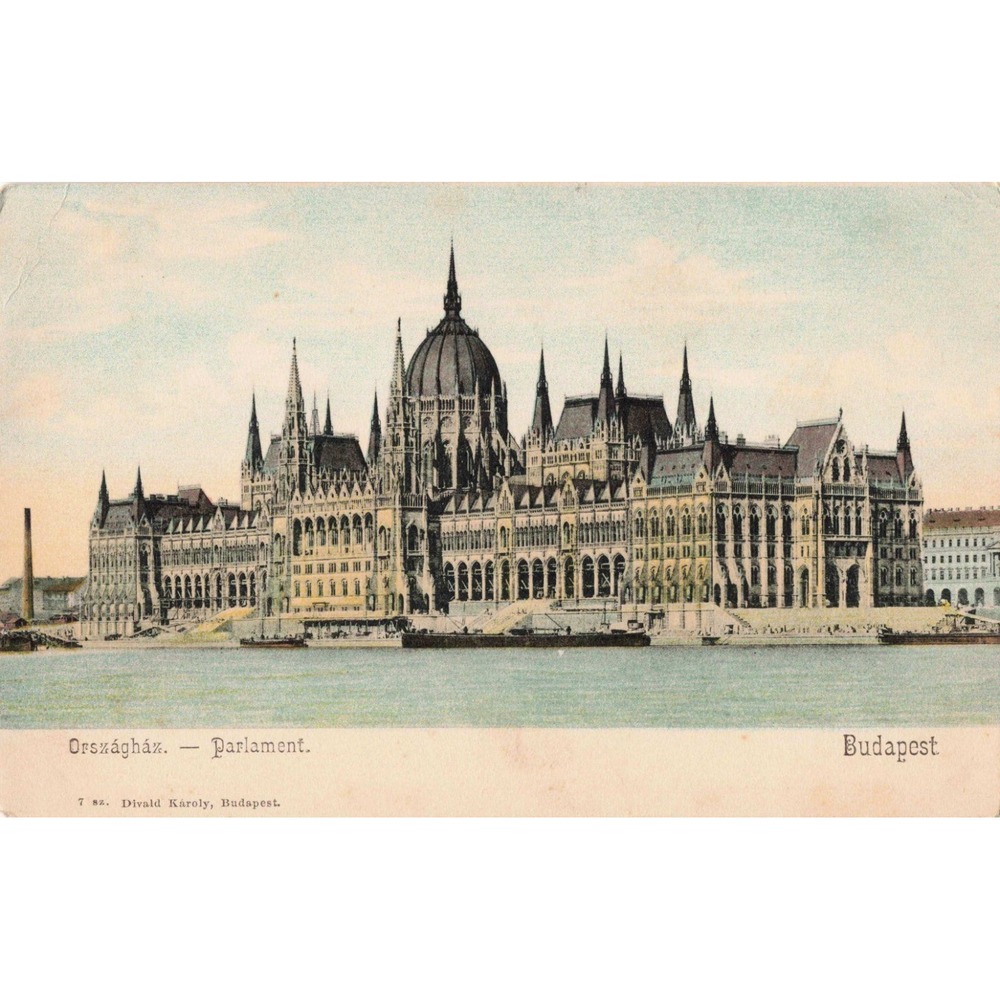Budapest Hungary Hungarian Parliament Orszaghaz Danube Divald Vtg Postcard
